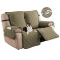 thumbnail image 4 of Lavish Cover 100% Waterproof Recliner Loveseat Cover, 2 Pieces Non-Slip Recliner Couch Slipcovers, Washable Furniture Protector with Pockets & Elastic Straps for Kids Pets, 2 Seaters, Khaki, 4 of 9
