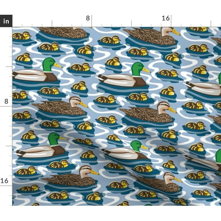 Spoonflower Fabric - Ducks Birds Paint Spring Pond Spring Printed on Minky Fabric Fat Quarter - Sewing Quilt Backing Plush Toys