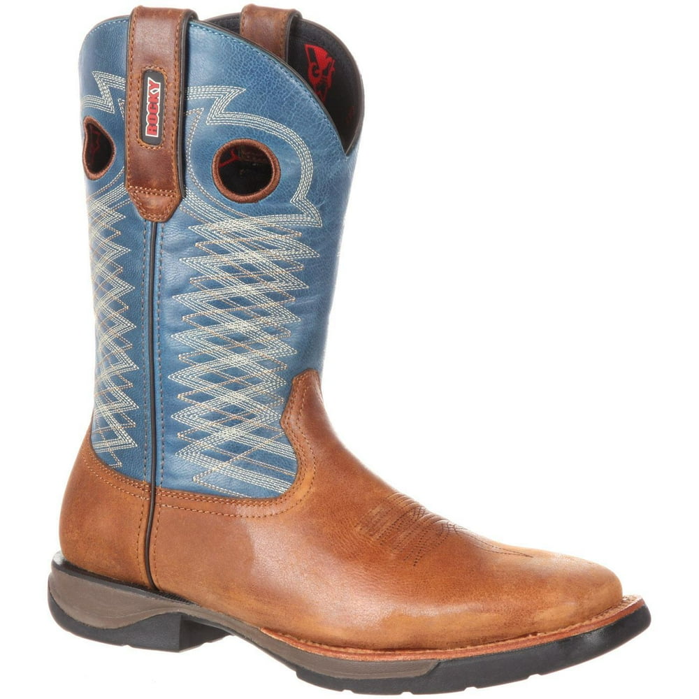 Rocky Rocky Western Boots Mens Square Toe LT Sapphire Chestnut