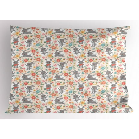 Tasty Puff Drops (Spring Pillow Sham Powder Puff Tailed Bunnies Jumping and Eating Tasty Carrots Around Flower Bouquets, Decorative Standard King Size Printed Pillowcase, 36 X 20 Inches, Multicolor, by)