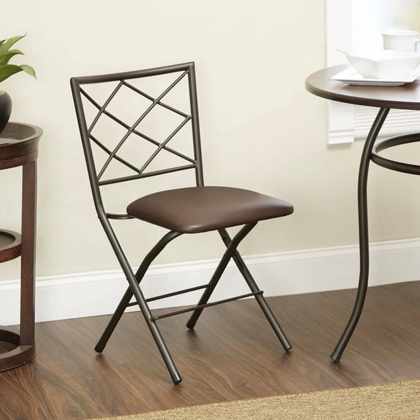 Diamond X-Back Folding Dining Chair with Upholstered Seat, Espresso - Walmart.com - Walmart.com