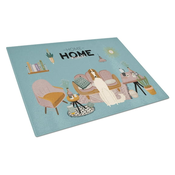 Carolines Treasures CK7868LCB Borzoi Sweet Home Glass Cutting Board Large 12H x 16W multicolor
