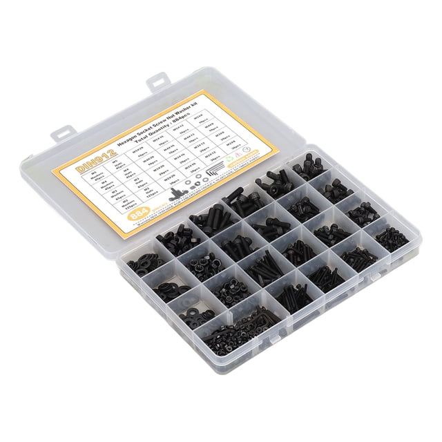 Kit surtido de tornillos y arandelas para tuercas, 884 piezas Kit de tornillos y arandelas para tuercas Kit de tornillos con cabeza hueca hexagonal Tecnología innovadora