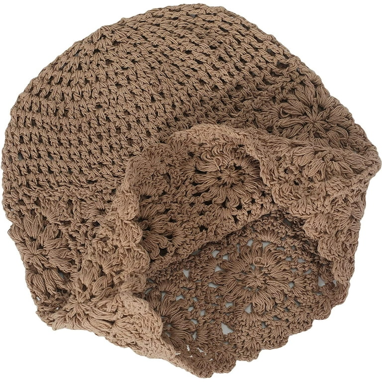 ZXM Women Cotton Crochet Slouchy Beanie Hat Handmade Knit Cutout