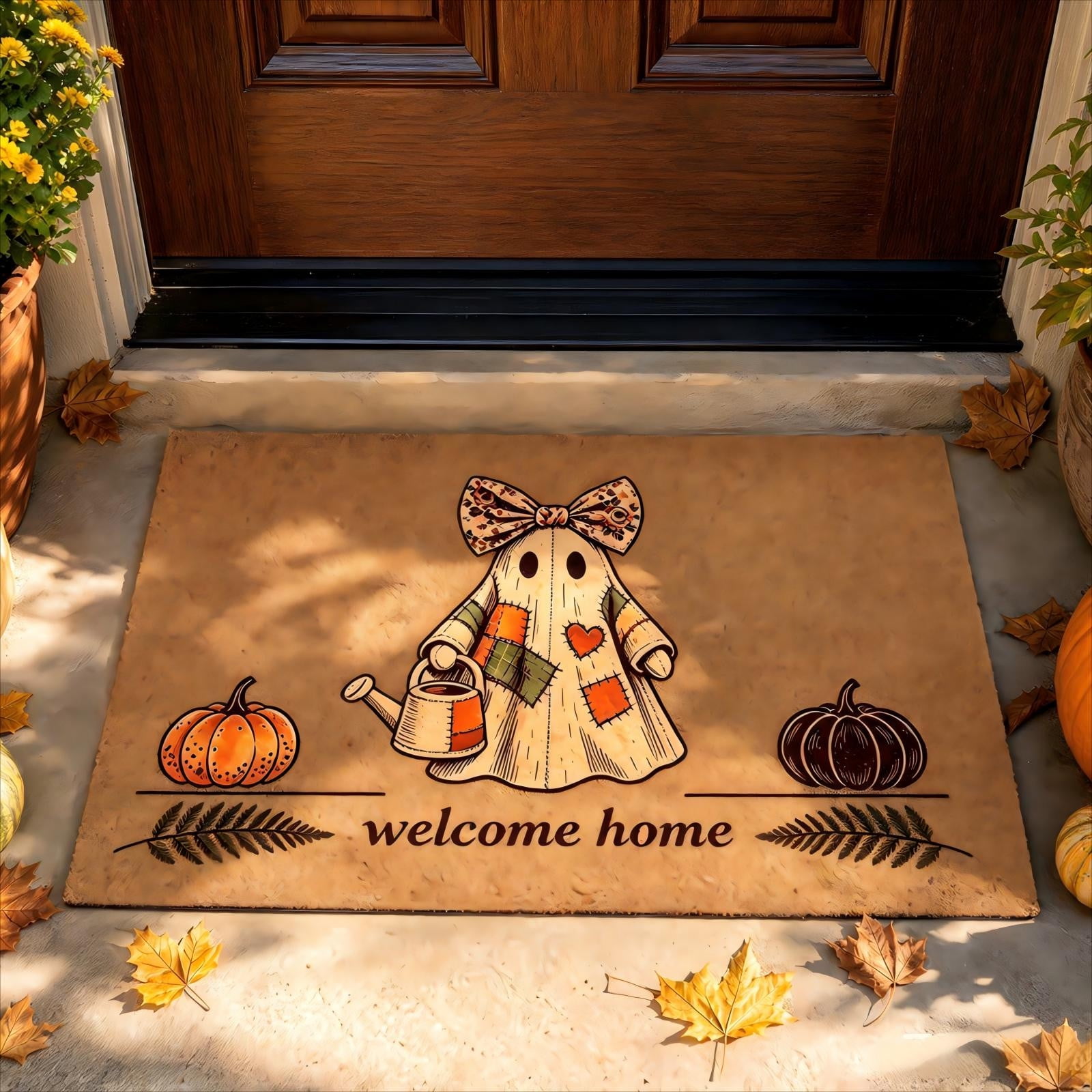 Halloween Party Decorations Ghost Pumpkin Faux Coir Welcome Mat Halloween Decorations Outdoor Halloween Pumpkin Decor for Home Decor Holiday Gifts Decorations