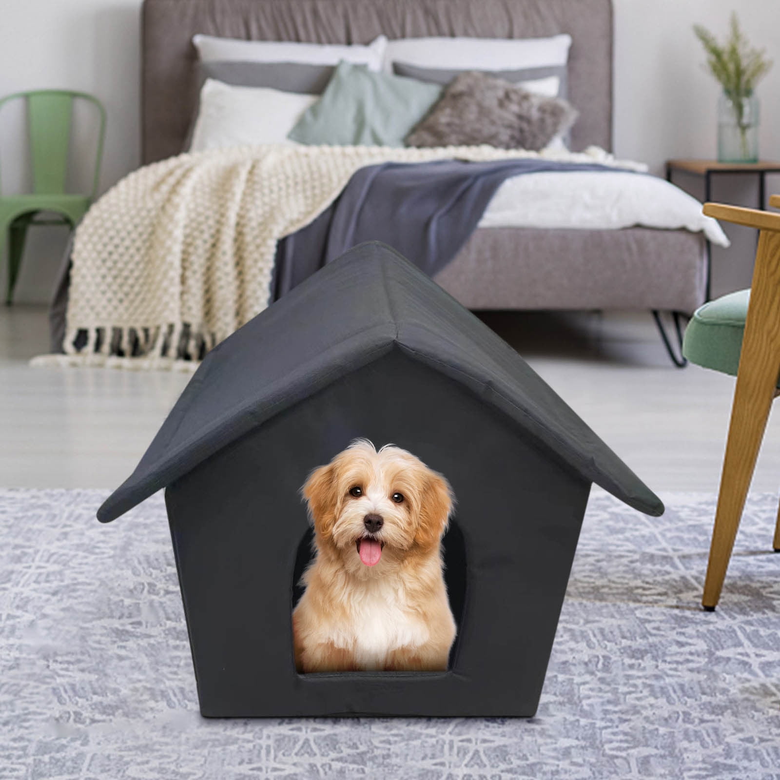Tgbvmt Outdoor Waterproof Cat House 17.7In Weather Proof Pet Shelter with Cushion Detachable Foldable Windproof for Feral Cats Dogs Warm Insulated Garage Balcony Barn Indoor Outdoor Pet Home Decor