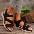thumbnail image 2 of Fish Mouth Sandals for Women, Open Toe Thick Sole with Hook-and-Loop Closure, Breathable Straps, Solid Color Design, Comfortable Cushioned Footbed, Casual Spring Summer Wear, 2 of 9