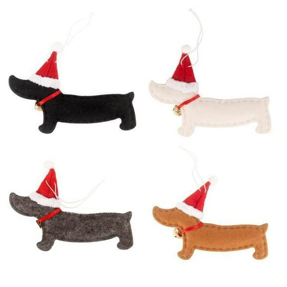 Hwkond Christmas Ornaments Set Christmas Tree Dachshund Shape Hanging Decoration Ornament Window Pendant 4pc
