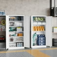 thumbnail image 6 of AUHUP 71" Metal Cabinet with Locking Doors and 5 Adjustable Shelves, White Garage Storage Cabinet for Warehouse, Basement, Home Office, Tool File Storage Utility Cabinets, 6 of 7