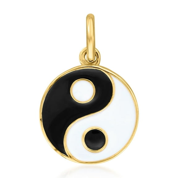 Pure Collection by Ross-Simons Black and White Enamel Yin-Yang Charm in 14kt Yellow Gold, Women's, Adult