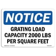thumbnail image 1 of SignMission OS-NS-A-1218-L-15747 12 x 18 in. OSHA Notice Sign - Grating Load Capacity 2000 lbs Per Square Feet, 1 of 1