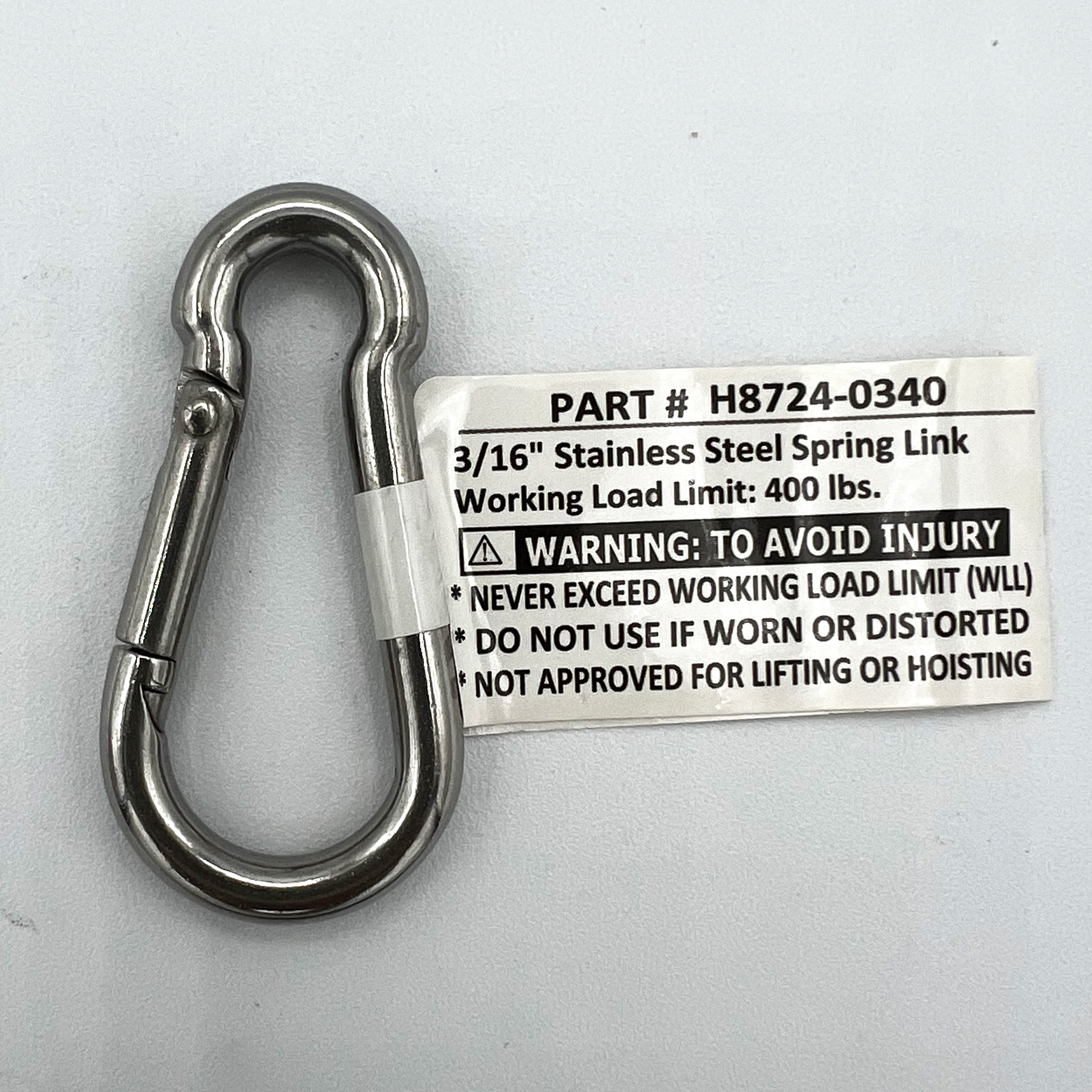 3/16" Stainless Steel Spring Link, 5 Pack, Peerless Chain, #H8724-0340