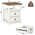 thumbnail image 5 of FAGAGA Set of 2 End Table with Charging Station for Living Room,Wooden Nightstand for Bedroom,White, 5 of 10