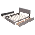 thumbnail image 5 of Harper & Bright Designs Queen Size Upholstered Platform Bed with Twin XL Trundle, Linen Queen Wooden Bed Frame 2 Drawers for Bedroom, Light Gray, 5 of 14