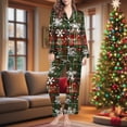 thumbnail image 2 of asdoklhq Womens Christmas Pajamas Ladies' Casual Fashion Christmas Long Sleeved Lapel Set Casual Top Pants Pajama Set Army Green XL, 2 of 7
