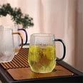 thumbnail image 3 of Hammered Drinking Cups, 14.5oz Clear Glass Coffee Mugs with Handles for Tea Cappuccino Latte Juice and Milk, 3 of 7
