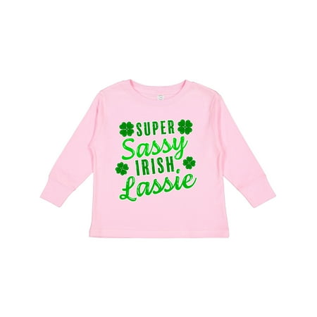 

Inktastic Super Sassy Irish Lassy with Green 4 Leaf Clovers Gift Toddler Boy or Toddler Girl Long Sleeve T-Shirt