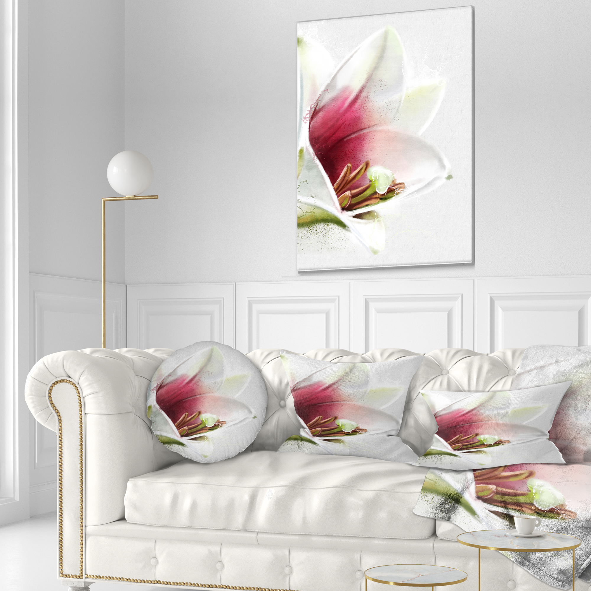 Designart Beautiful Lily Flower Watercolor - Flowers Throw Pillowwork - 12x20