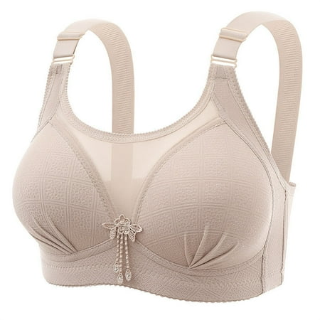 HCURIBAD Wireless Bras Clearance! Bras for Women Plus Size Bra Up Full Coverage Comfortable Bralette Breathable No Underwire Everyday Bras Push up Bra Backless Bra Bras for Women Gray D