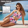 thumbnail image 4 of Garronmavis Floral Women's High Waisted Bikini Sets 2 Piece Twist Front Tummy Control Crisscross Tie Back Bathing Suit Drawstring Side Ties Swimsuits for Beach Swimwear, 4 of 6