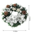 thumbnail image 3 of Vikakiooze Christmas Wreath With Balls And Plastic Flower, Christmas Garland Winter Holidays Home Front Door Decor, Sizzling Savings, 3 of 7