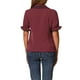 thumbnail image 3 of INSPIRAR CHIC Blusa de Mujer con Cuello Peter Pan en Contraste y Botones de Manga Corta XS Rojo Vino, 3 of 6