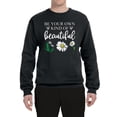 thumbnail image 2 of Wild Bobby, Be Your Own Kind of Beautiful Inspirational, Pop Culture, Unisex Crewneck Graphic Sweatshirt, Black, 5XL, 2 of 3