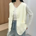 thumbnail image 2 of Lmnyox Sherpa Fleece Vest for Women Fashion Sleeveless Button Down Vest Outerwear Solid Thermal Casual Vest, 2 of 5