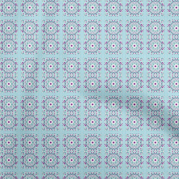 oneOone Velvet Light Blue Fabric Arabic Moroccan Diy Clothing Quilting Fabric Print Fabric By Yard 58 Inch Wide
