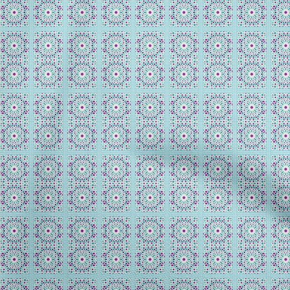 oneOone Velvet Light Blue Fabric Arabic Moroccan Diy Clothing Quilting Fabric Print Fabric By Yard 58 Inch Wide