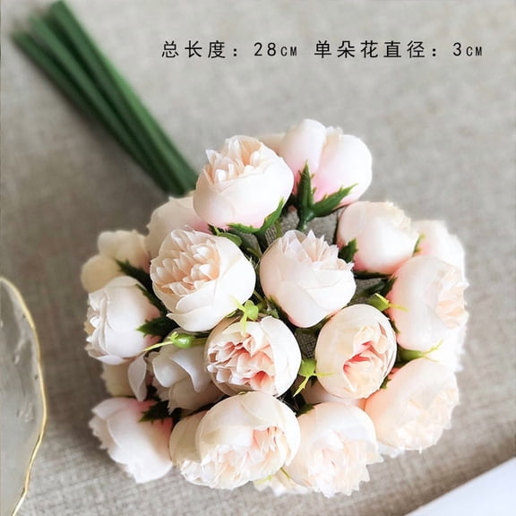 Nvzi Simulated Roses -1 bouquet of Pink White 11 inch artificial flowers, bridal and wedding bouquets with real touch silk roses, party decoration flowers, 27 rose bouquets