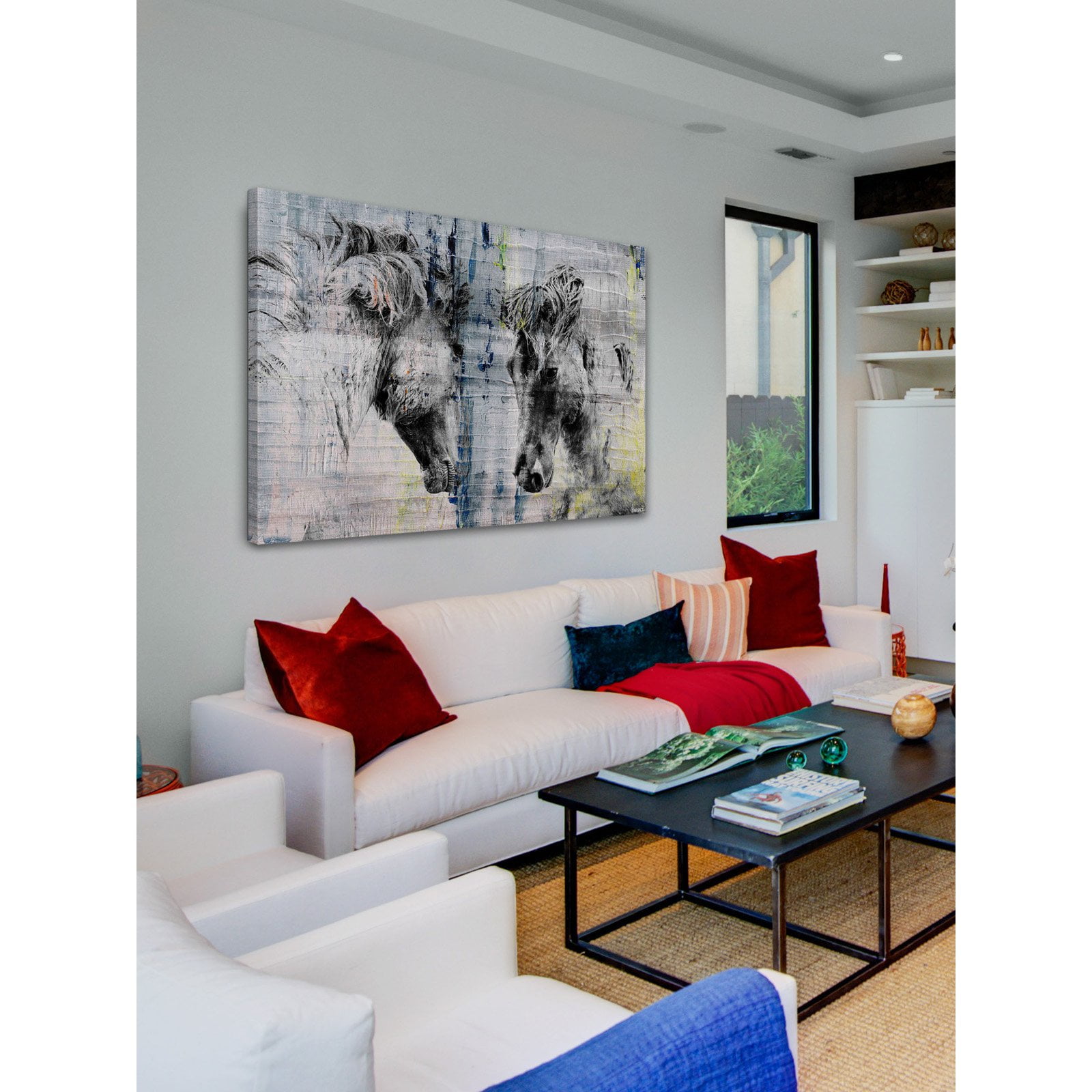 "Facing Horses" Painting Print on Wrapped Canvas