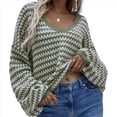 thumbnail image 3 of Suéter Holgado de Cuello Redondo, Larga, Hombros Descubiertos, Tejido Liso, para Mujer, para Otoño. Verde Oscuro XL, 3 of 7