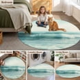 thumbnail image 6 of Vintage Blue Sea Sky 8ft Round Rug for Open Concept Living Room Seating Zone, Gradient Ocean Waves Landscape Washable Non Slip Large Circle Area Rug, 6 of 9