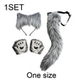 thumbnail image 2 of Vjnyvs Grey Wolf Fox Headband Set 3Pcs with Ears Tail Gloves, 2 of 7