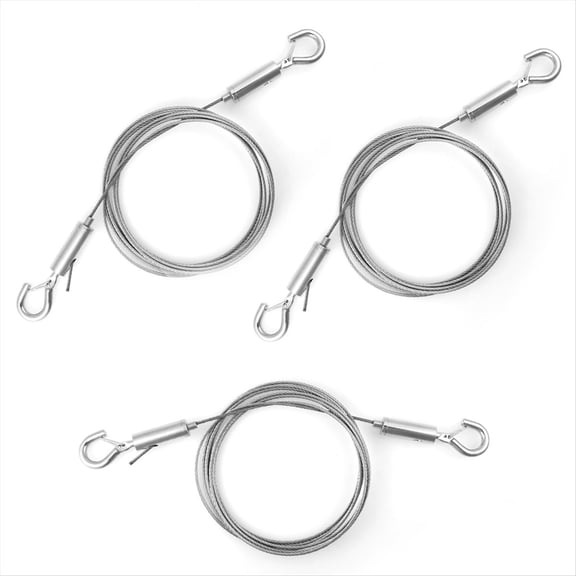 3Pcs Adjustable Wire Ropes with Hooks, Stainless Steel Picture Hanging Wire Heavy Duty Picture Wire Mirror Hanging,3 x Adjustable Wire Ropes with Hooks,Silver