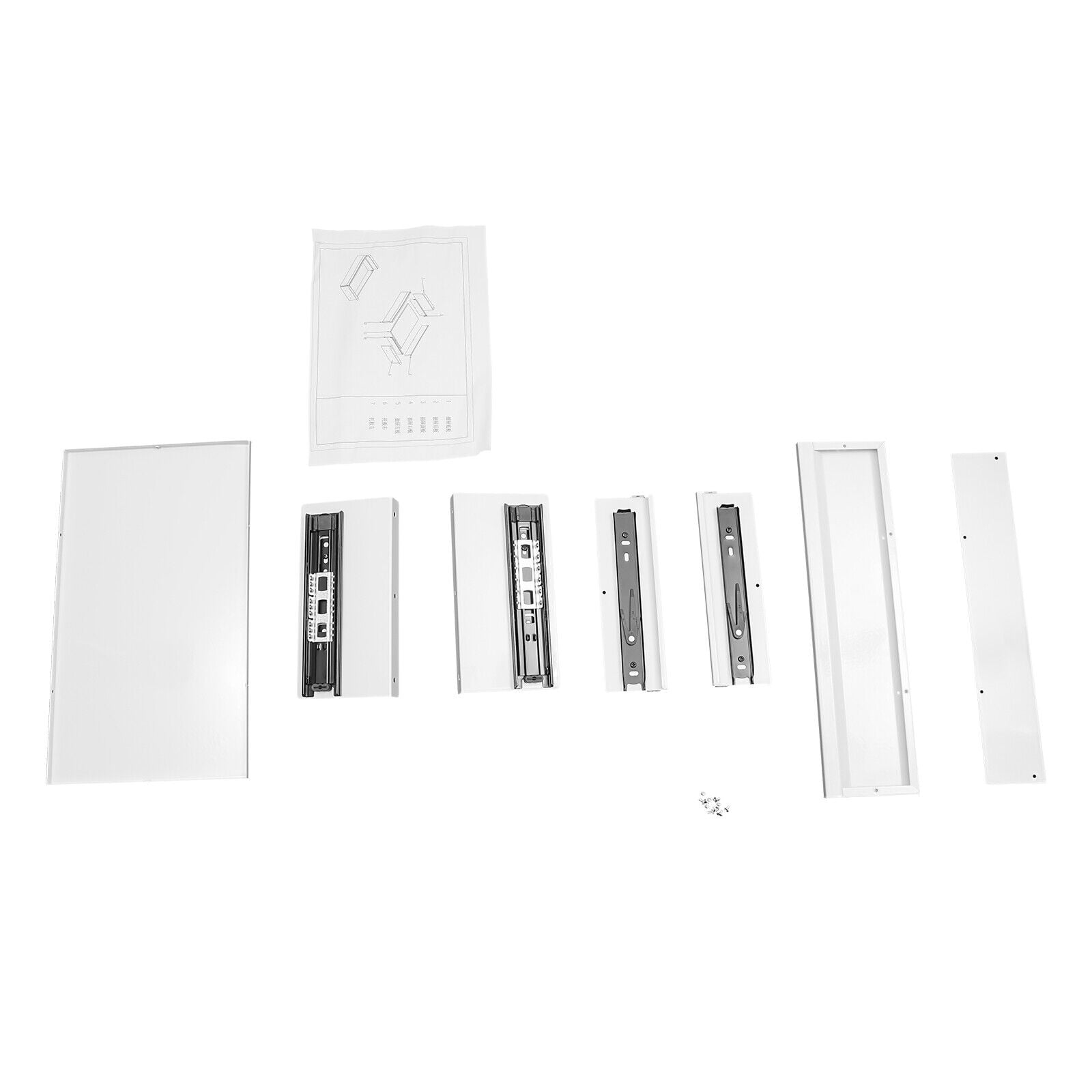 Pull-out Drawer White Under Desk Mounted Sliding Pull-out Drawer, Storage Organizer for Sit Stand Workstation