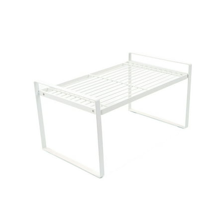 

fanshao Kitchen Shelf Removable Double Guardrail Design Metal White Black Stable Storage Holder for Home