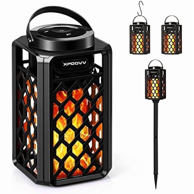 wonima11 Outdoor Bluetooth Speakers Waterproof Portable Led Flame Speaker with Torch Atmosphere 10w Enhanced Bass for Patio Porch Garden Home Backyard Decor, Gifts for Men Women Couples Dads Moms