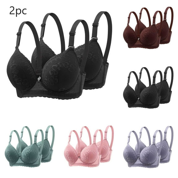 GERsome 2 Pack Push Up Bras for Women Comfortable Underwire Supportive Bras Full Coverage Everyday Bras