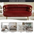thumbnail image 2 of Small Velvet Loveseat, Accent Sofa, Velvet Upholstered Loveseat with Gold Metal Legs, Loveseat Sofa Furniture, Velvet Loveseat for Home Office Living Room Bedroom, 50"L x 26.57"W x 28.35"H, Wine Red, 2 of 10