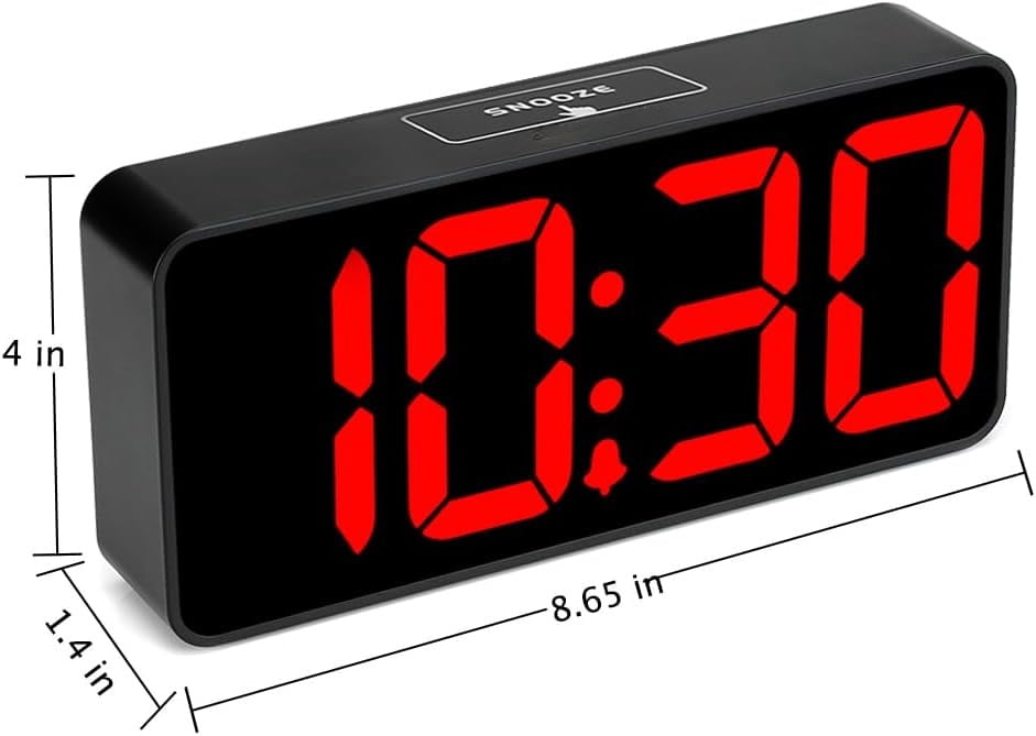 Large Digital Alarm Clock Big Numbers for Seniors & Visually Impaired, 9 Inches Electric Clocks for Bedroom, Jumbo Display Fully Dimmable Brightness, USB Ports, Adjustable Alarm Volume