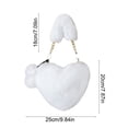 thumbnail image 3 of Bolso bandolera peludo en forma de corazón para mujeres con correa de cadena, bolso de hombro de piel sintética para viajar, festivales y uso diario, 3 of 6