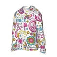 thumbnail image 3 of Goofa Peace Love and Dove Flower Power Printed Women's UPF 50+ Sun Protection Hoodie Jacket Lightweight Long Sleeve Sun Shirt for Women with Pocket Hiking Outdoor-Medium, 3 of 9