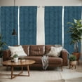 thumbnail image 2 of Ambesonne Dark Garden Window Curtains, Abstract Flourishes, Each 28" W x 84" L, Dark Blue and Turquoise, 2 of 5