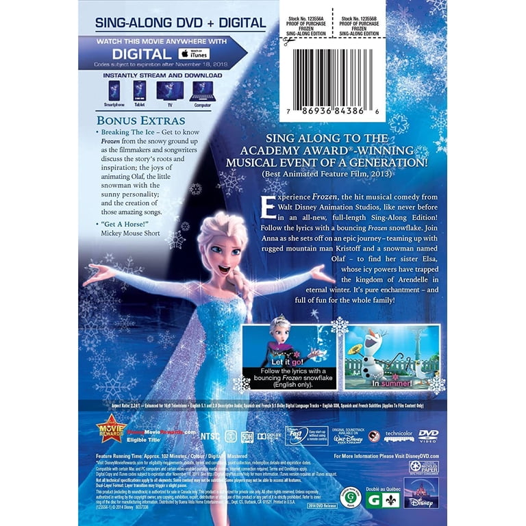 Frozen Sing Along Edition (DVD + Digital Code) - Walmart.com