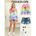 thumbnail image 4 of ZXSXSY Women Dandelion Printed Crew Neck Long Sleeve Dip-Dyed Pullover, 4 of 9