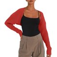 thumbnail image 2 of Odeerbi Sexy Cropped Cardigan Sweaters For Women Winter Solid Color Shrug Sweater Super Soft 2024 Long Sleeve Short Sweater Jacket Red, 2 of 9
