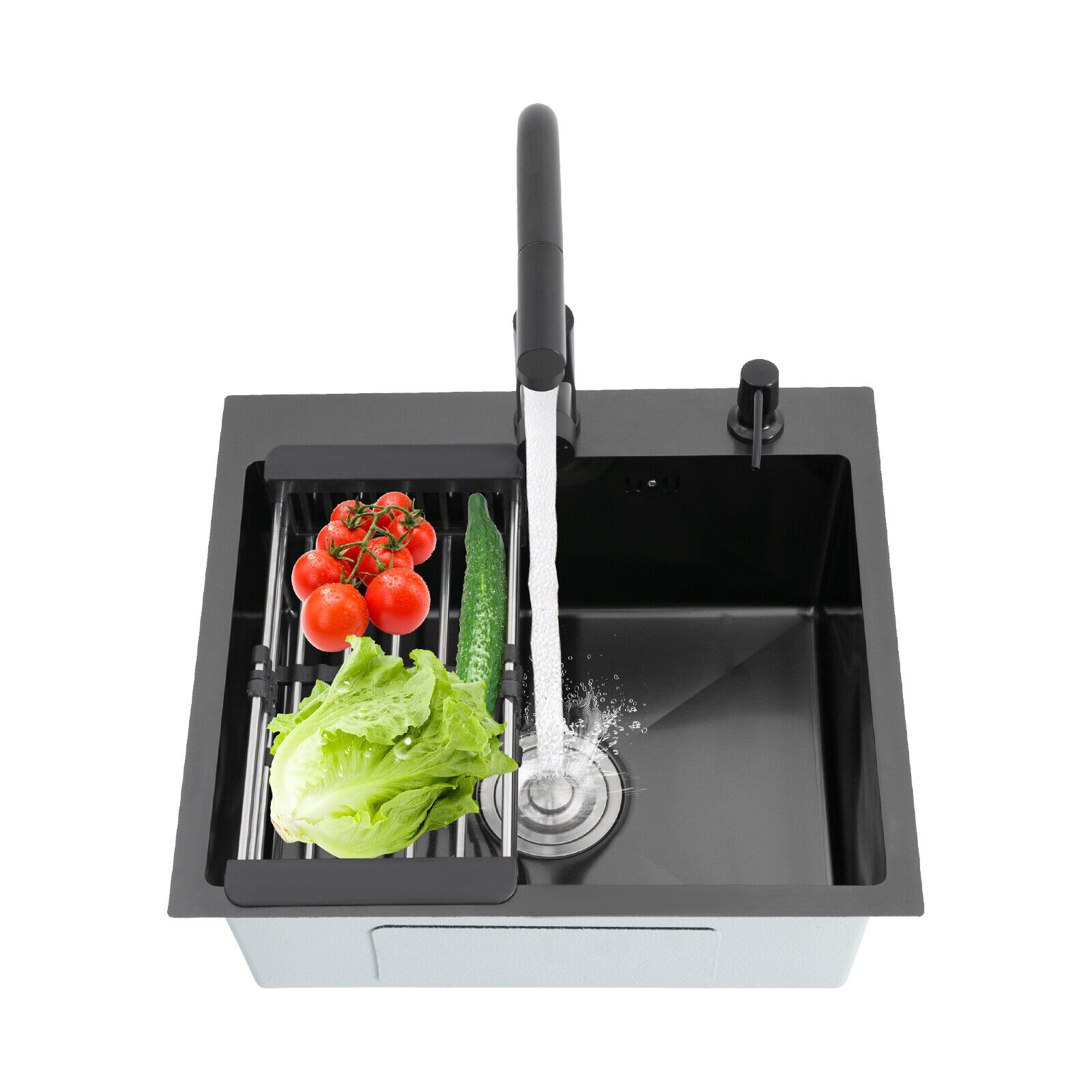 Kitchen Sink Stainless Steel Sink Black Stainless Steel Built-in Sink W/Tap