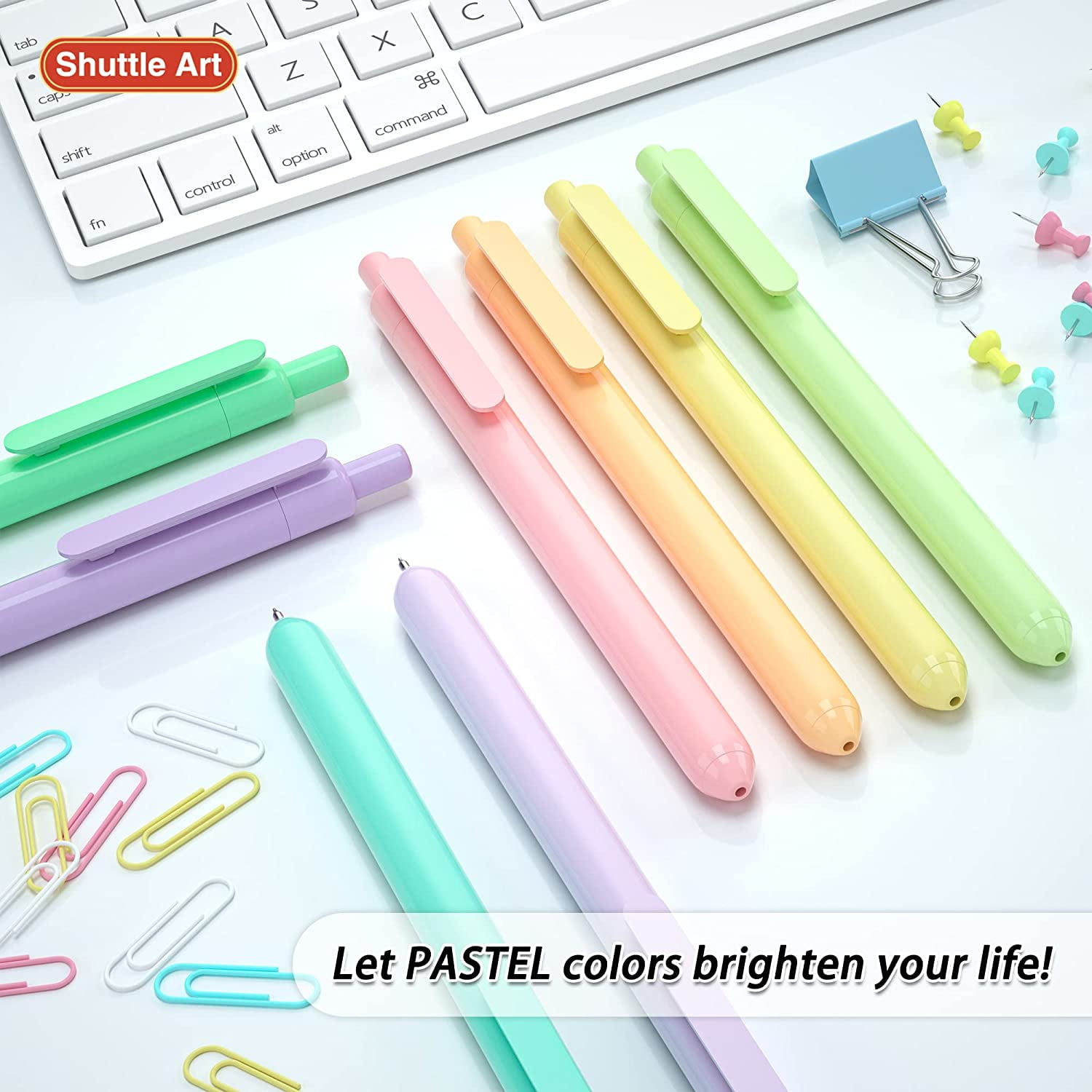 (3 pack) Colored Retractable Gel Pens, Shuttle Art 8 Pastel Ink Colors, Cute Pens 0.5mm Fine Point Quick Drying for Writing Drawing Journaling Note Taking